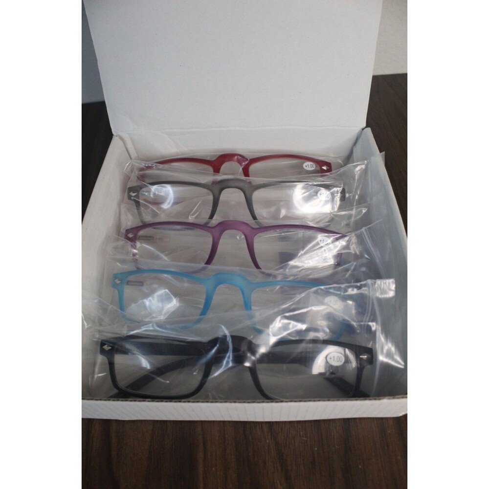 Yogo Vision 5-Pack Reading Glasses Men Women Lightweight +1.00 Magnification